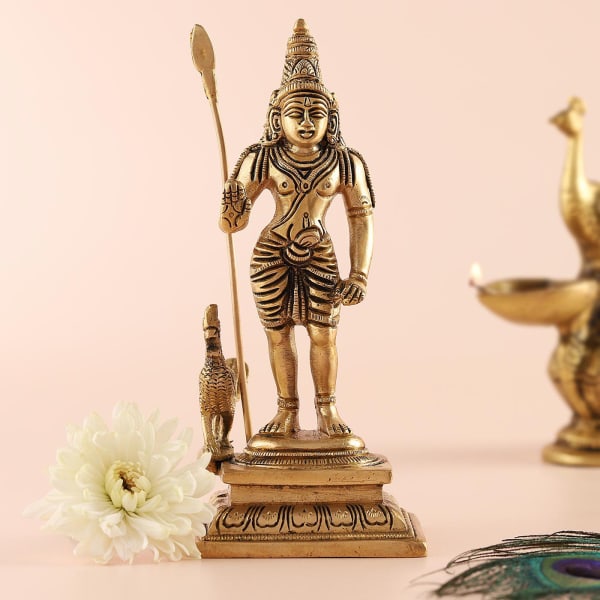 Lord Murugan (Kartikeya) Solid Brass Idol