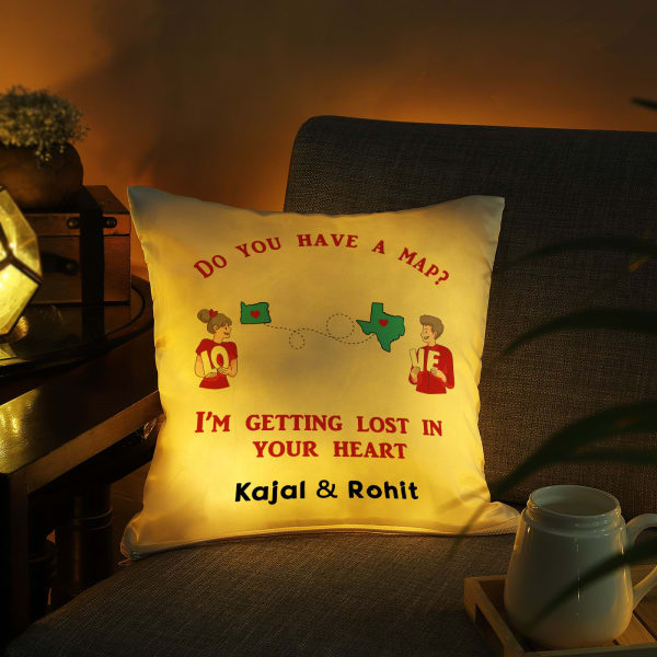 Lost In Love Personalized LED Satin Cushion