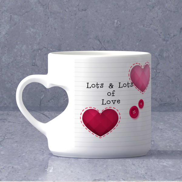 Lots of Love Personalized Heart Handle Mug
