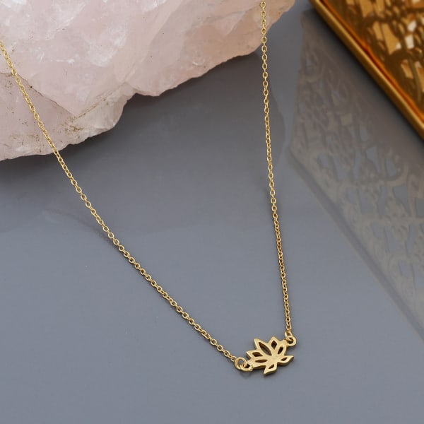 Lotus 18K Gold Plated Silver Pendant With Chain