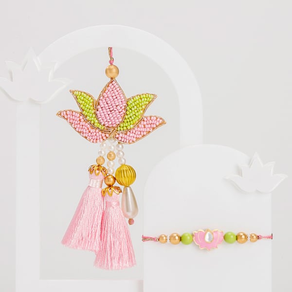 Lotus Design Kundan Bhaiya Bhabhi Rakhi