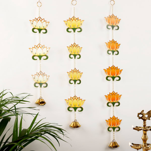 Lotus-shaped Wall Hanging For Diwali - Set Of 3
