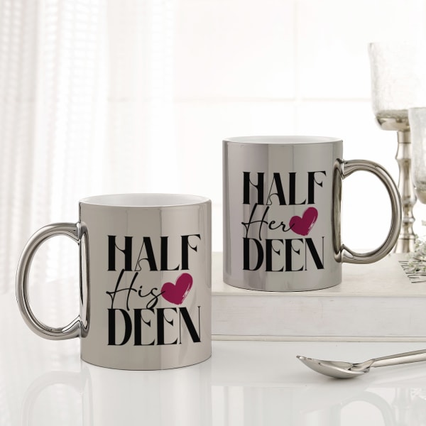 Love And Deen Personalized Metallic Couple Mugs - Set Of 2