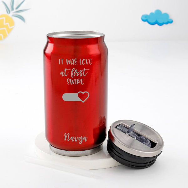 Love At First Swipe Personalized Can Tumbler - Red