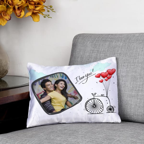 Love & Balloons Personalized Satin Cushion
