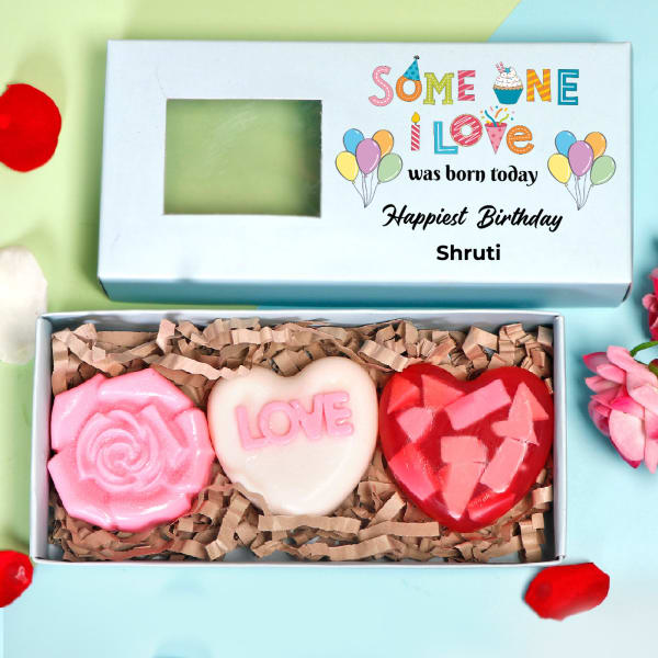 Love Bath Soaps in Personalized Birthday Box (Set of 3)
