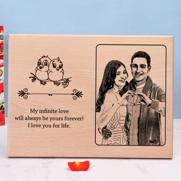 Love-birds Personalized Wooden Photo Frame