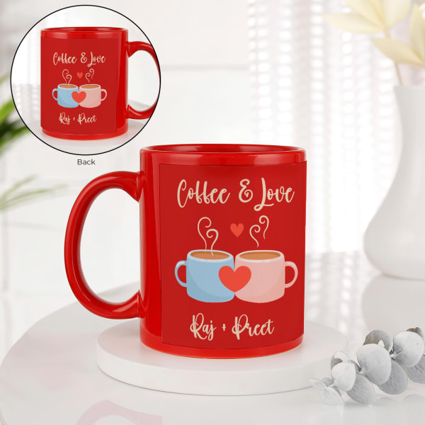 Love Brew - Personalized Red Mug For Couples