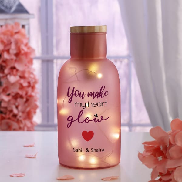 Love Glows Personalized Decanter With LED Light - Frosted Pink