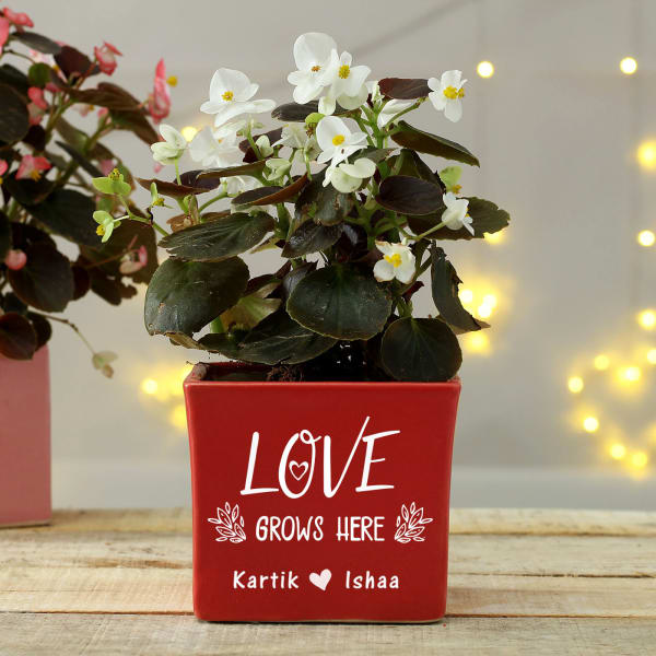 Love Grows Here Personalized Ceramic Planter