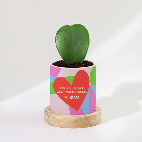 Love Is All Around - Heart Hoya Plant With Personalized Planter