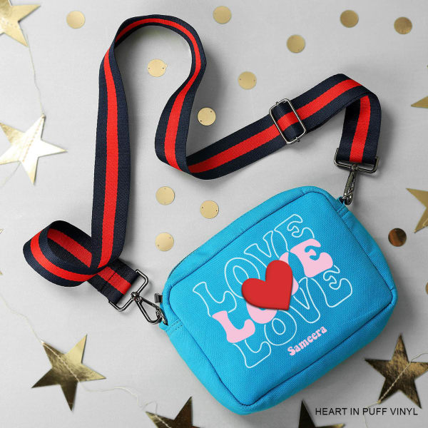 Love - Personalized Canvas Sling Bag - Pop Blue