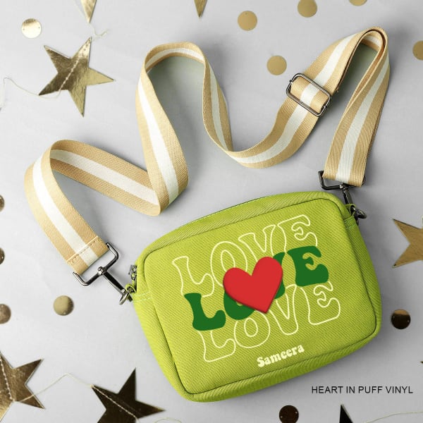 Love - Personalized Canvas Sling Bag - Pop Green