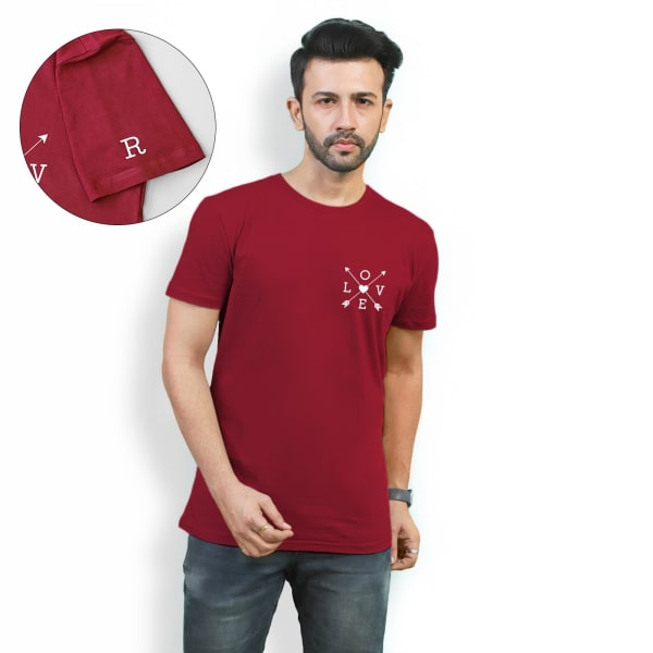 Love -  Personalized Mens T-shirt - Maroon