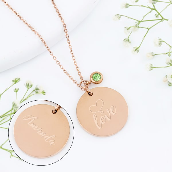 Love - Personalized Rose And Stone Pendant Chain