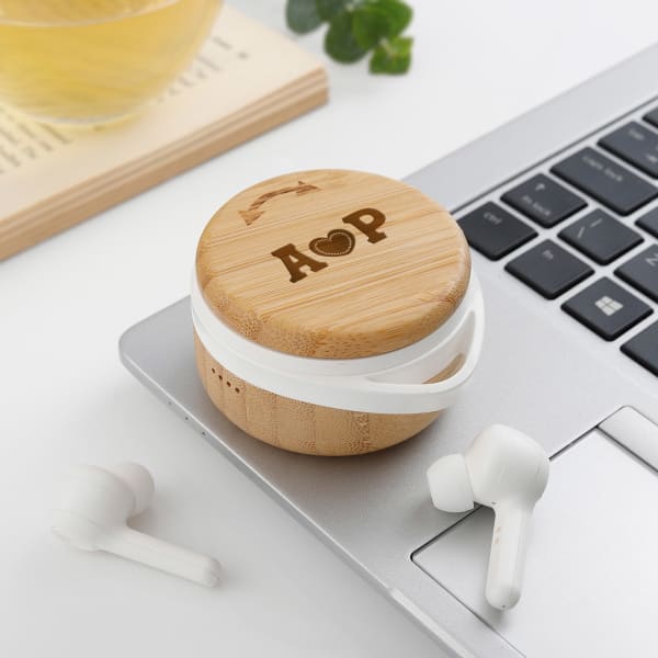 Love Rhythm Personalized Bamboo Earbuds