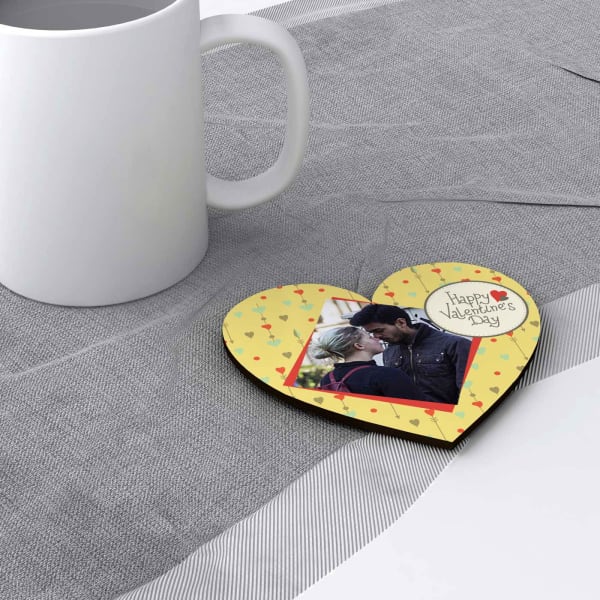 Love to be with You Personalized Valentine Heart Shaped Coaster (set of 4)
