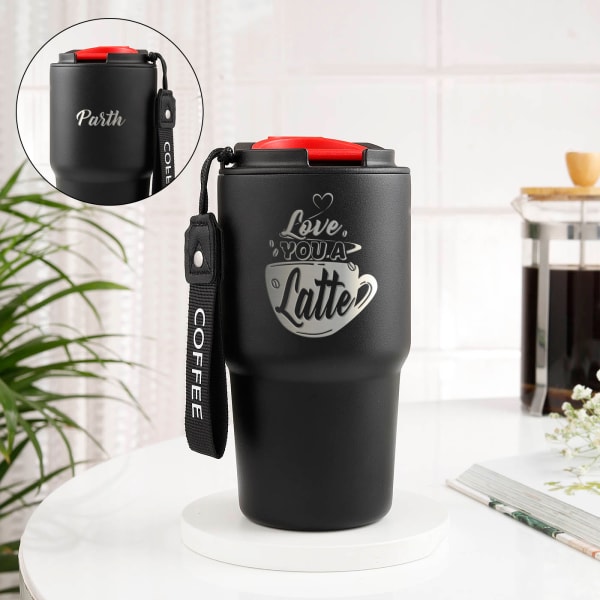 Love You A Latte - Personalized Black Sipper