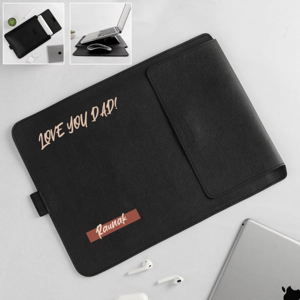 Love You Dad Laptop Sleeve And Stand - Personalized - Black