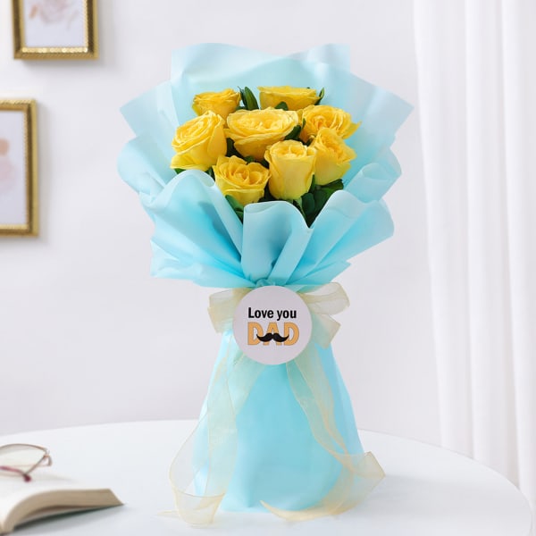 Love You Dad Yellow Rose Bouquet