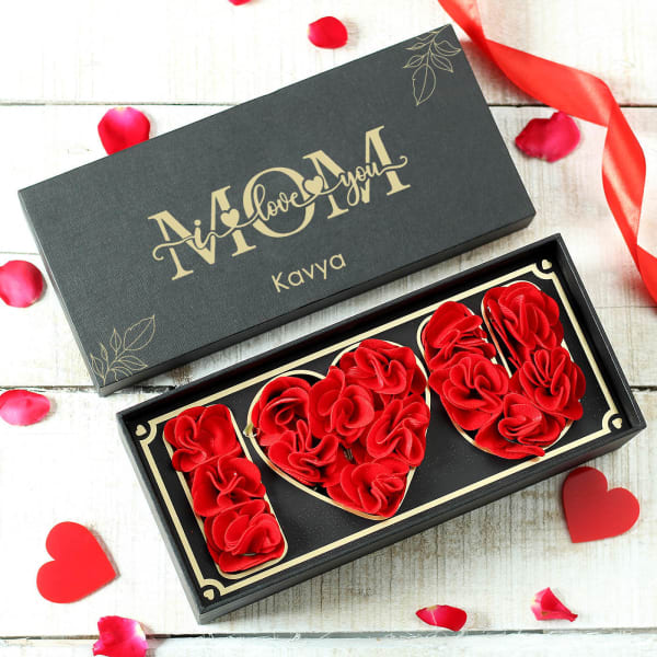 Love You Mom Gift Box With Everlasting Roses