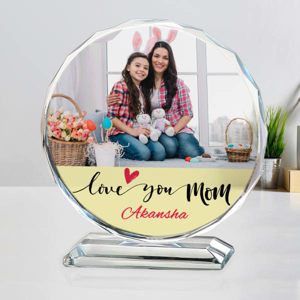Love You Mom Personalized Round Crystal