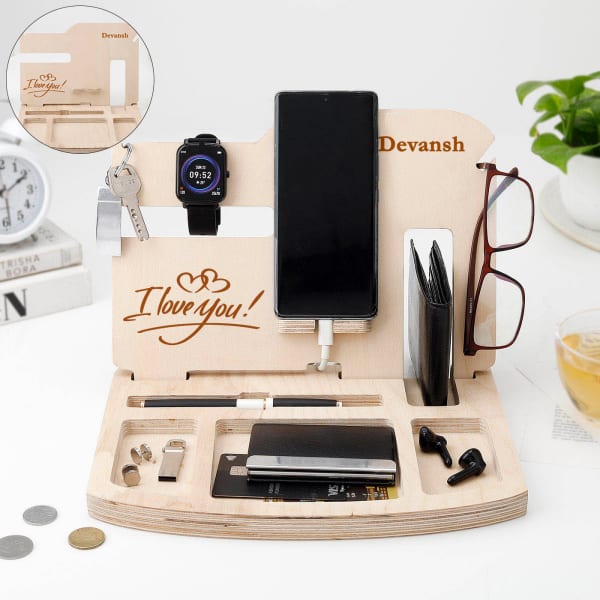 Love You Personalized Wooden Desk Organiser