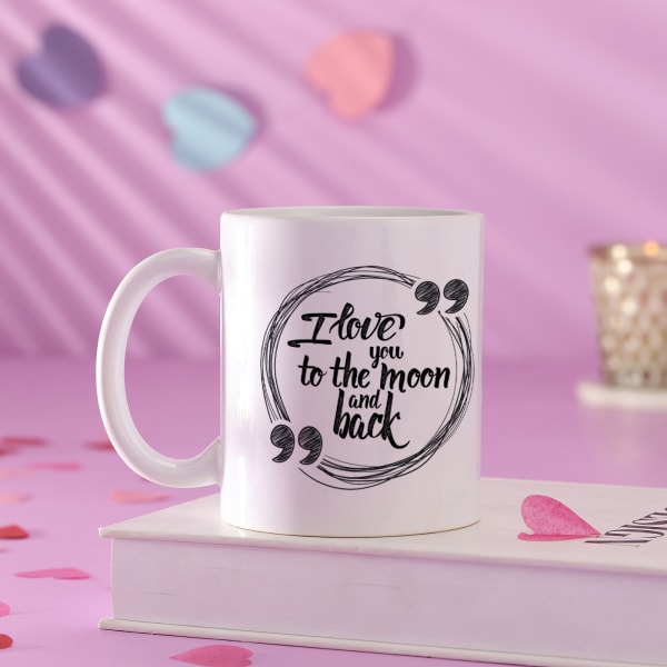 Love You to Moon and Black Personalized Mug