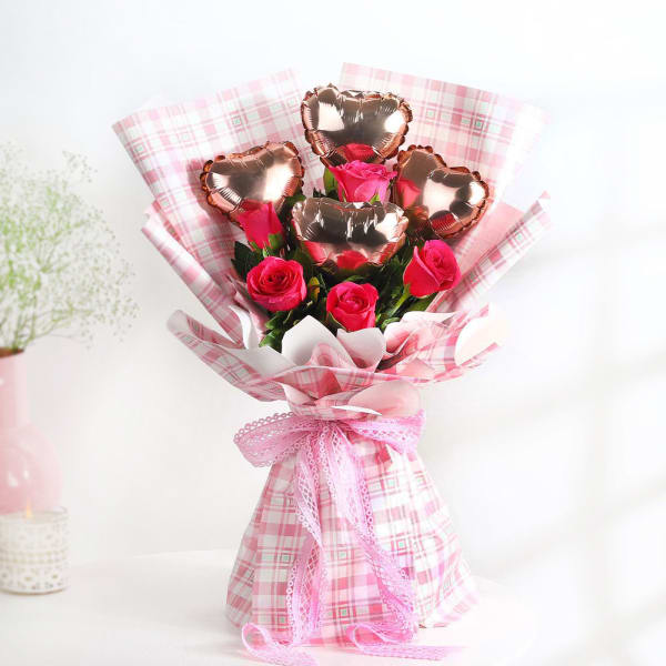 Lovely Hearts and Roses Bouquet