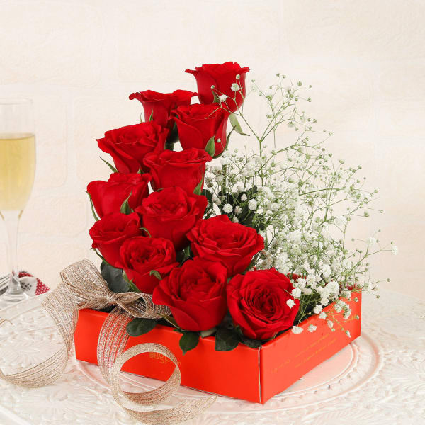 Lovely Red Roses in a Box