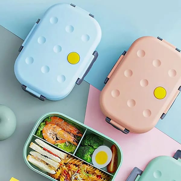 Buy/Send Lunch Box Three Compartments Silicon Cover Assorted Single