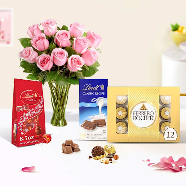 Luxurious Rose Bouquet And Chocolates Combo