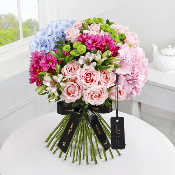 Luxury Blue and Pink Hydrangea Hand-tied