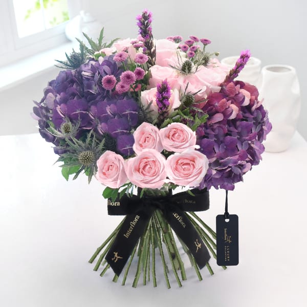 Luxury Purple Hydrangea and Liatris Hand-tied