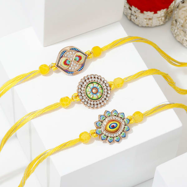 Majestic Meenakari Evil-Eye Rakhi - Set Of 3