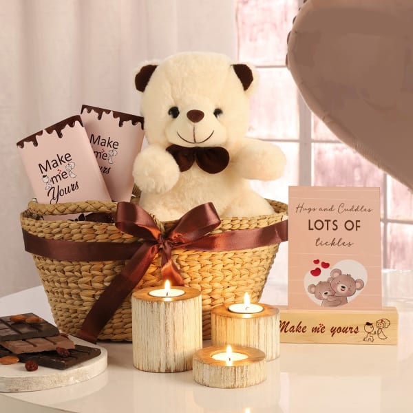 Make Me Yours Valentine Teddy Gift Basket