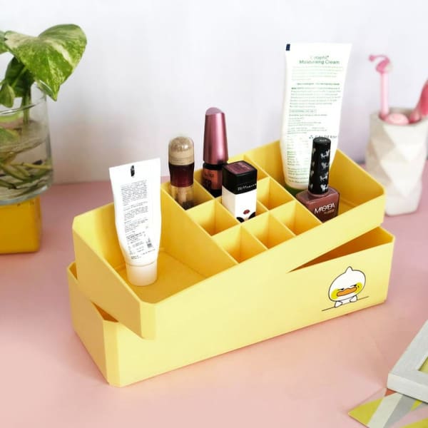 Makeup Box - 2 Layered - Yellow - Single Piece