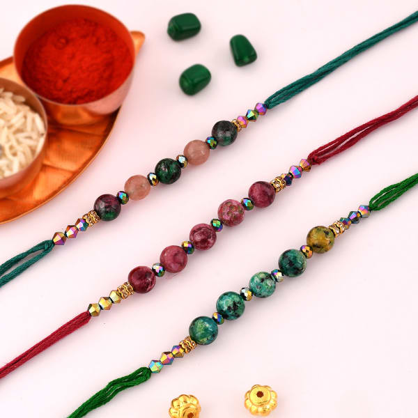 Marble Effect Beads Rakhi Set of 3 : Gift/Send Rakhi Gifts Online J11140901 |IGP.com