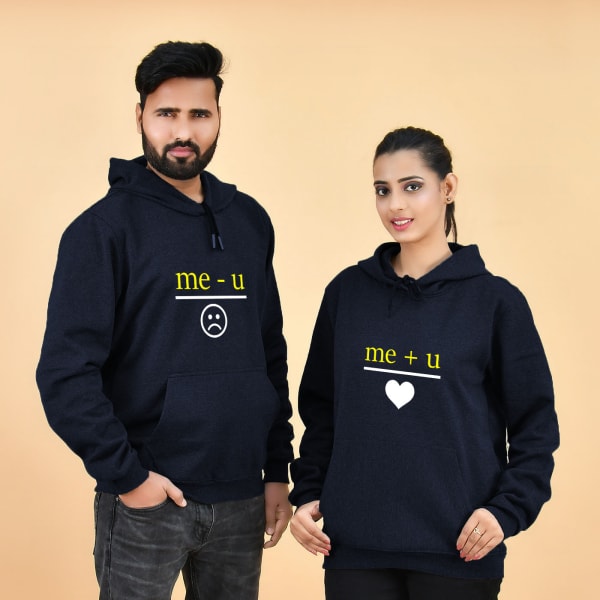 Me And You Fleece Hoodies For Couple - Blue