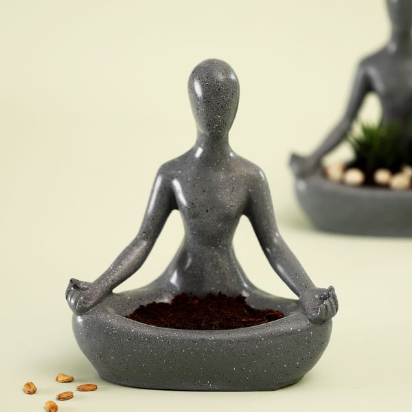 Meditative Woman Resin Planter - Without Plant
