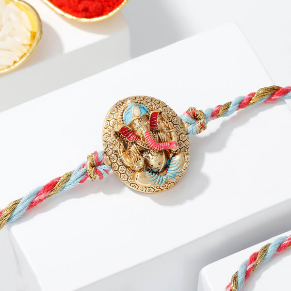 Meenakari Lord Ganesh Rakhi