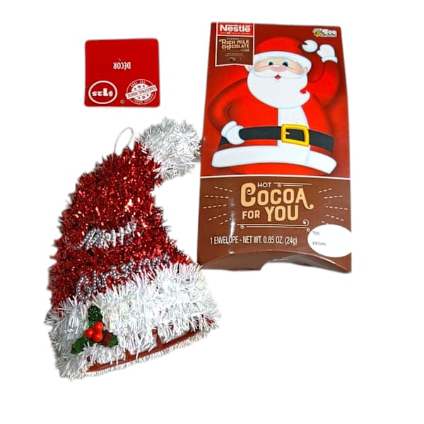 Merry Christmas Hat And Nestle Hot Cocoa Mix Combo