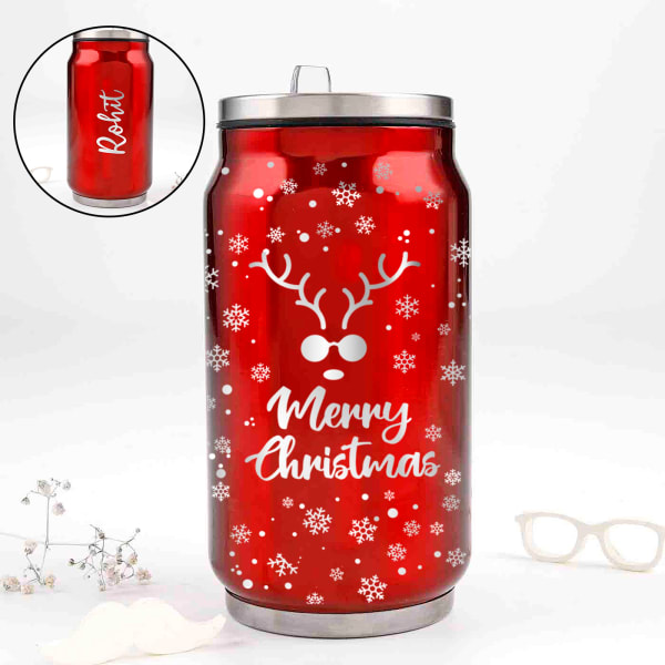 Merry Christmas Personalized Can Tumbler - Red