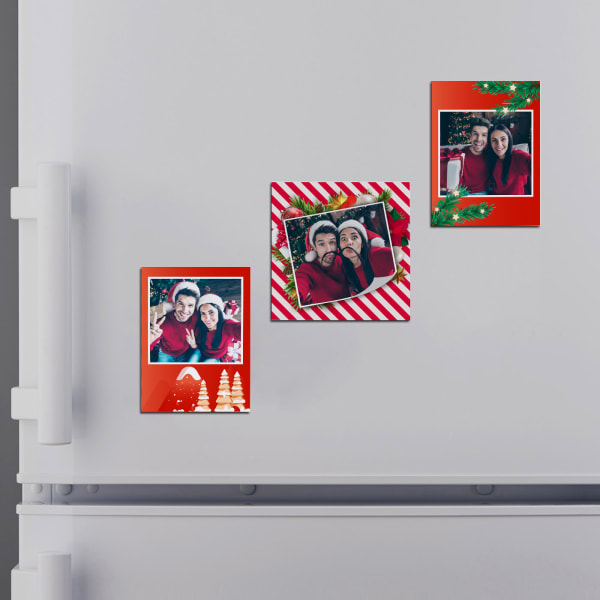 Merry Christmas Personalized Fridge Magnets (Set of 3)