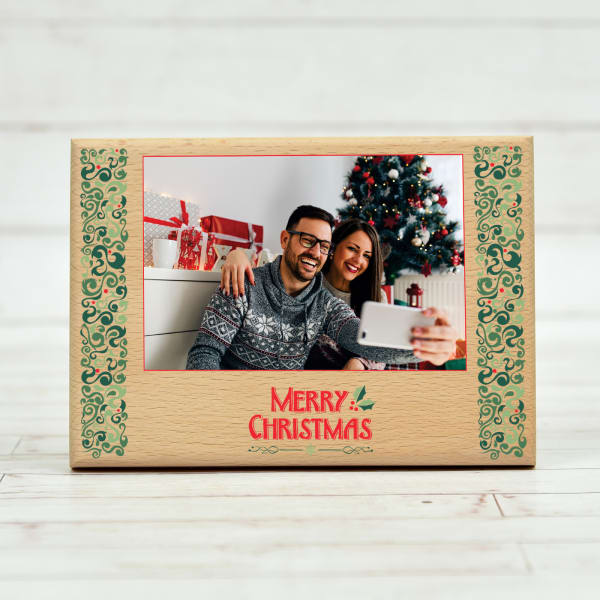 Merry Christmas Personalized Wooden Photo Frame