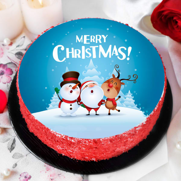 Merry Christmas Snowman Poster Cake (Half kg)