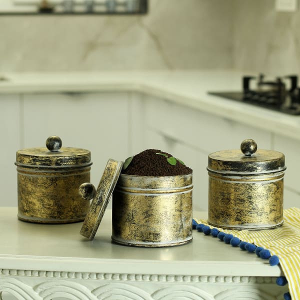 Metal Oxidized Containers - Set of 3