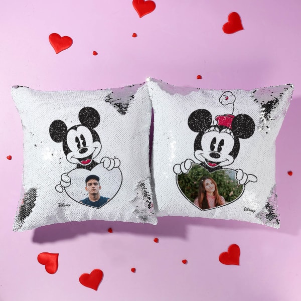 Mickey N Minnie Personalized Seqin Cushion