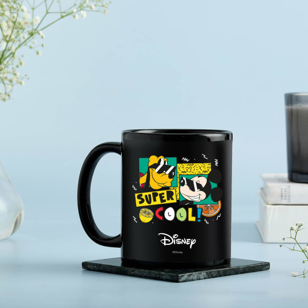 Mickey N Pluto Personalized Black Mug