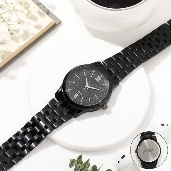 Midnight Elegance Personalized Men's Watch - Black